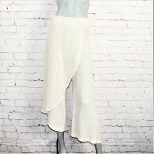 Women's Wide Leg Overlay Pants - Cream